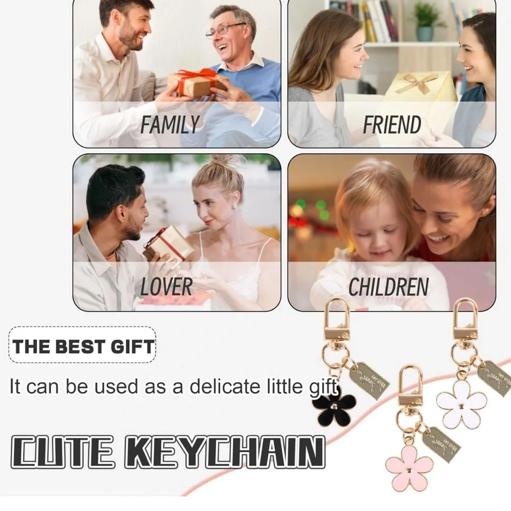 NIP Cute Flower Keychain - Key Chain Crystal Rhinestone Decor Accessories - Picture 5 of 8